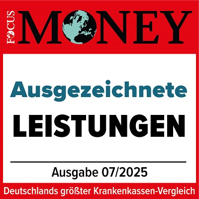 Siegel von Focus Money mit der Auszeichnung ausgezeichnete Leistungen für die IKK Südwest