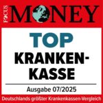 Siegel von Focus Money mit der Auszeichnung Top Krankenkasse für die <span class='nobreak'>IKK Südwest</span>