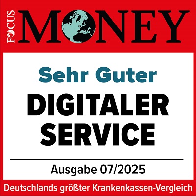 Siegel von Focus Money mit der Auszeichnung hervorragender Digitaler Service für die IKK Südwest