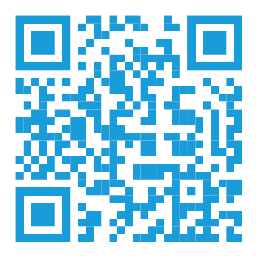 Blauer QR-Code auf weißem Hintergrund. Der QR-Code besteht aus zahlreichen kleinen blauen Quadraten und kann mit einem mobilen Gerät gescannt werden, um weitere Informationen oder einen Link aufzurufen.