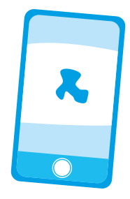 Illustration eines Smartphones mit einer abstrakten Form auf dem Bildschirm.